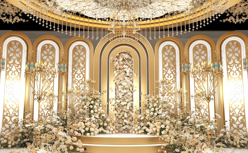 铁西香槟色调婚礼堂效果展示